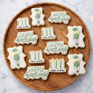 12 Biscuits anniversaire en glace royale