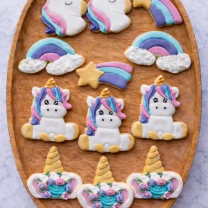 12 Biscuits artisanaux en glace royale – Licorne