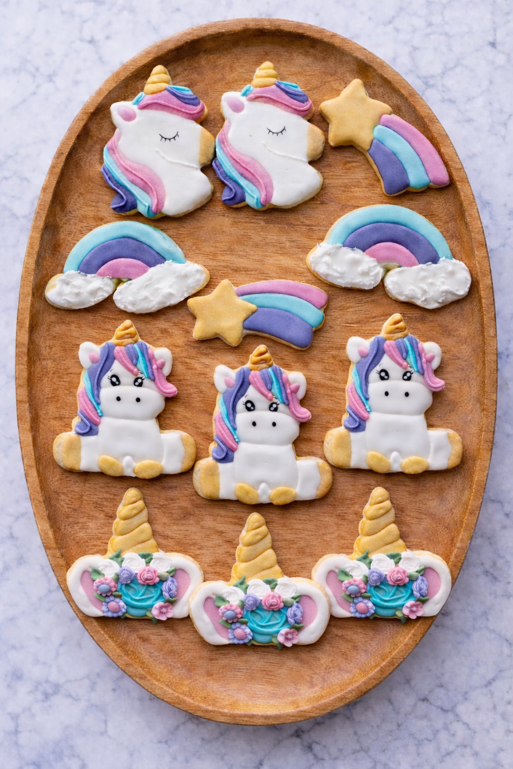 12 biscuits artisanaux en glace royale licorne